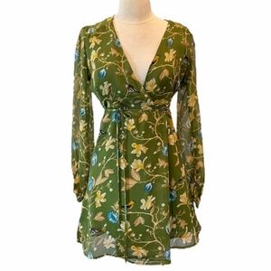 Urban Outfitters Bleeker Sheer Sleeve Wrap Dress